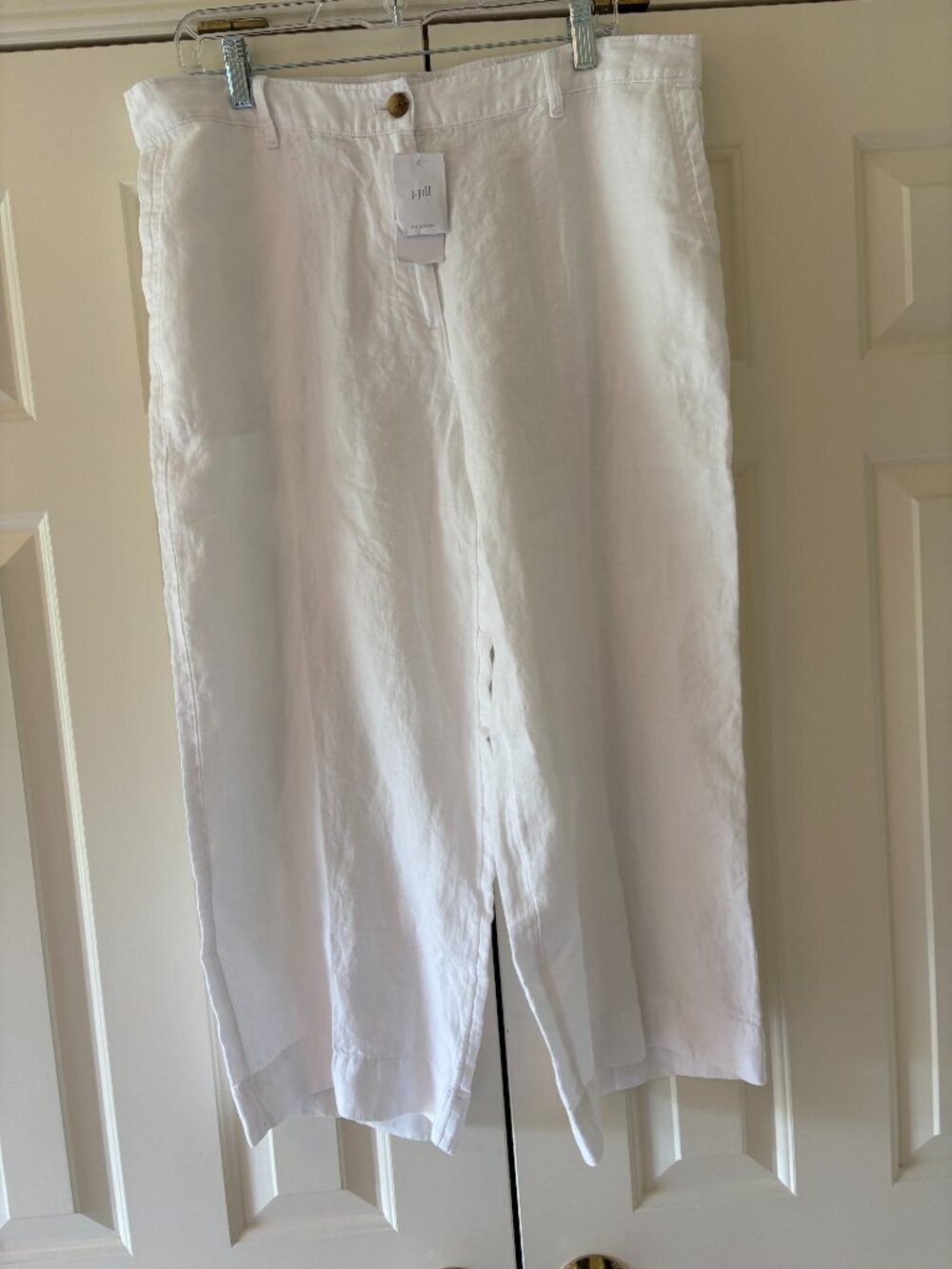 J. Jill White Linen Cropped  Wide Leg Pants Sz L NWT